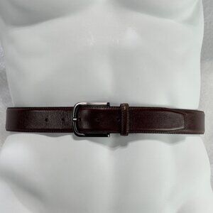 FLAG Ltd Mens Genuine Leather Brown Belt Silver Buckle Adjustable Fit Size 34